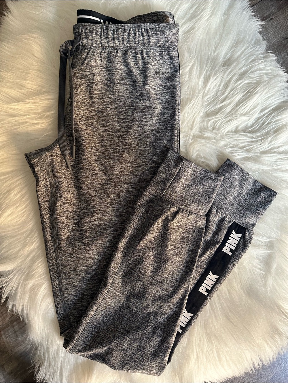 PINK Victoria's Secret Gray Marled Logo Jogger Leggings